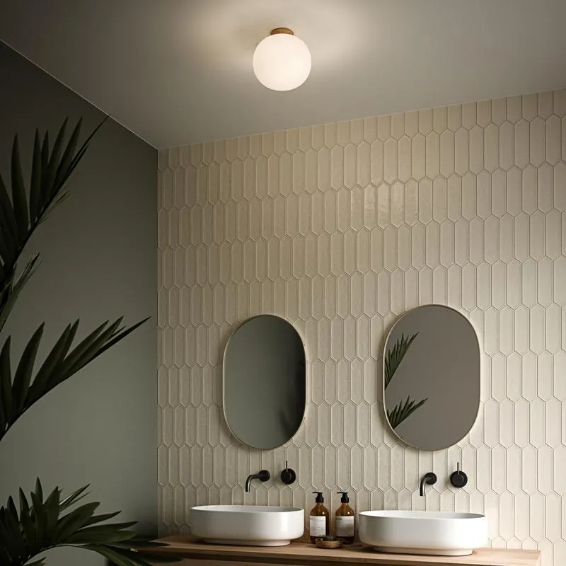 Flush Mount Ceiling Light - White, Glass