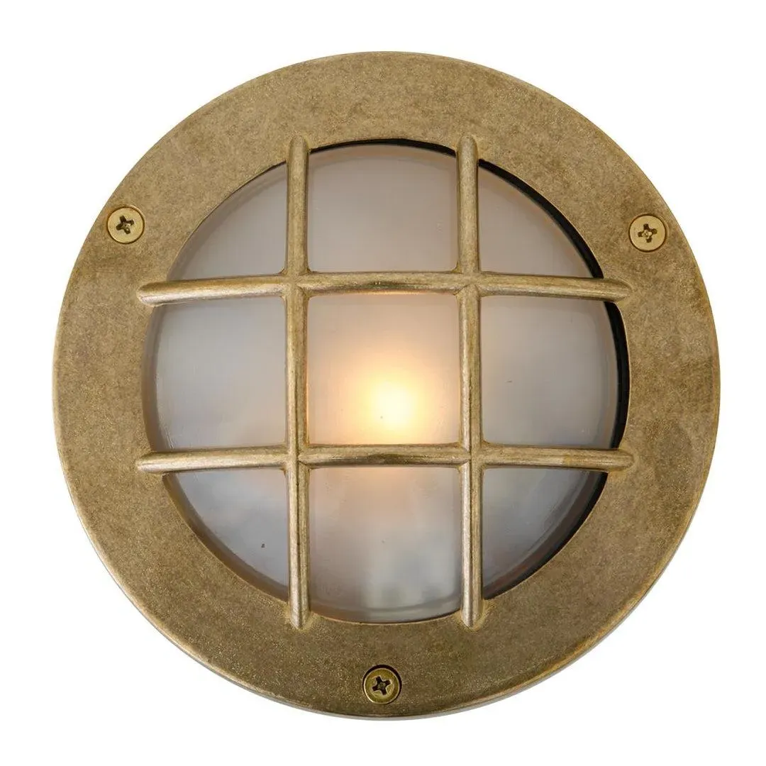 Flush Wall Light Nautical - Antique Brass