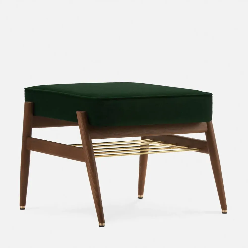 Footrest Mid-Century Style - Green, Velvet image