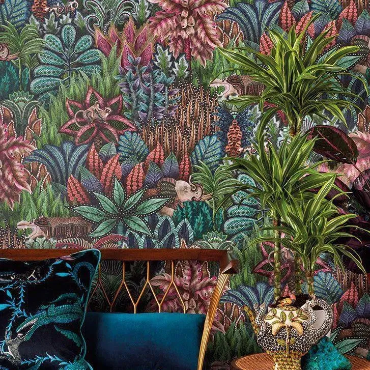 Forest Pattern Wallpaper Roll - Turquoise