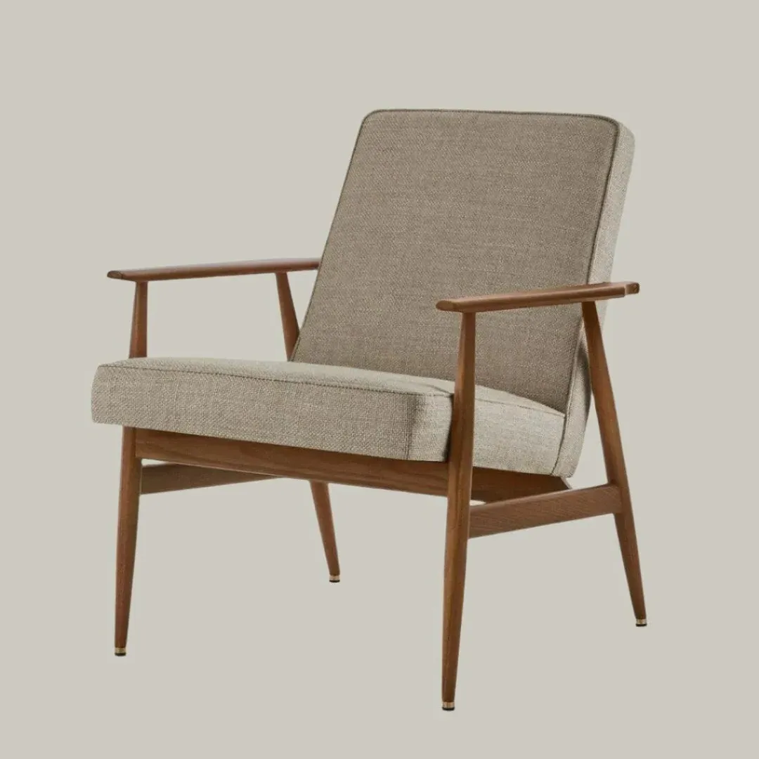 Fox Lounge Chair - Beige, Woven Fabric