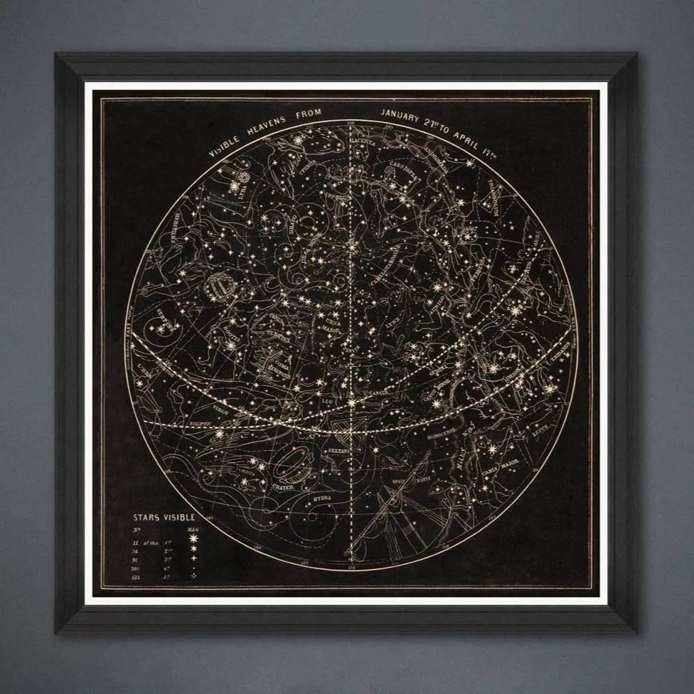 Framed Wall Art Astronomy Print - Vintage Style image