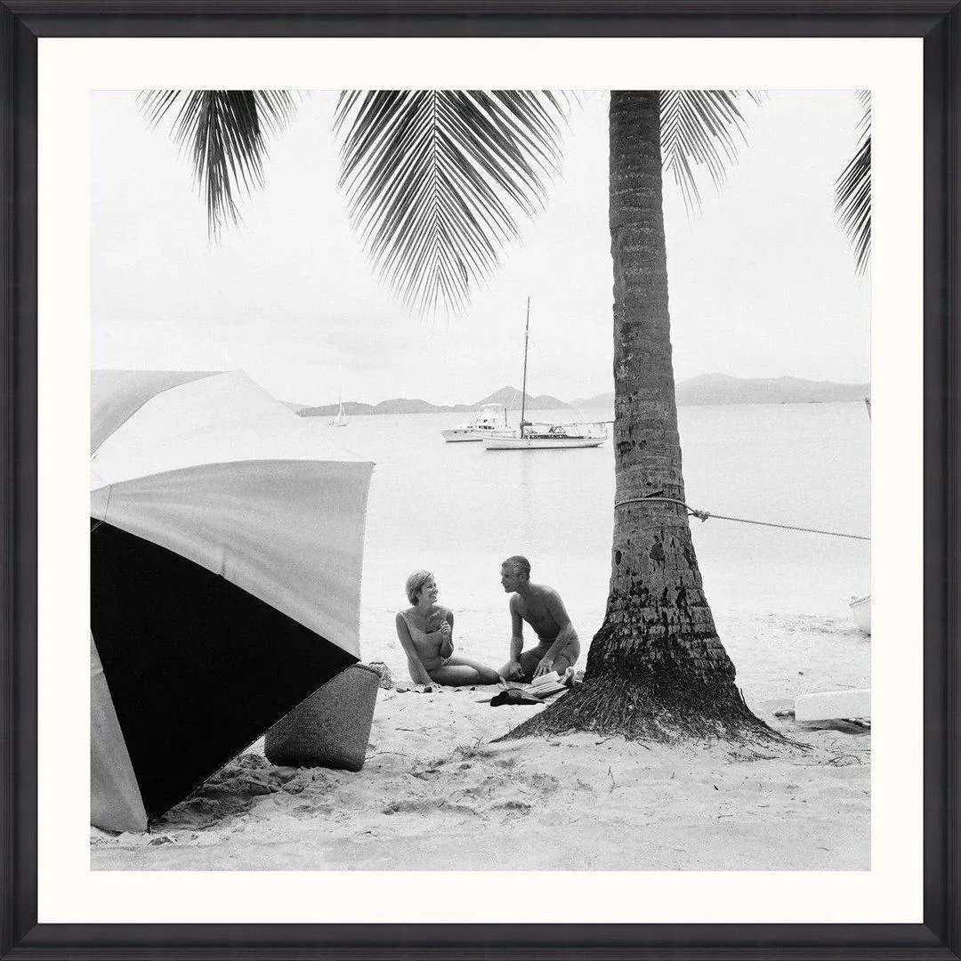 Framed Wall Art Beach Print - Black, Fine Paper