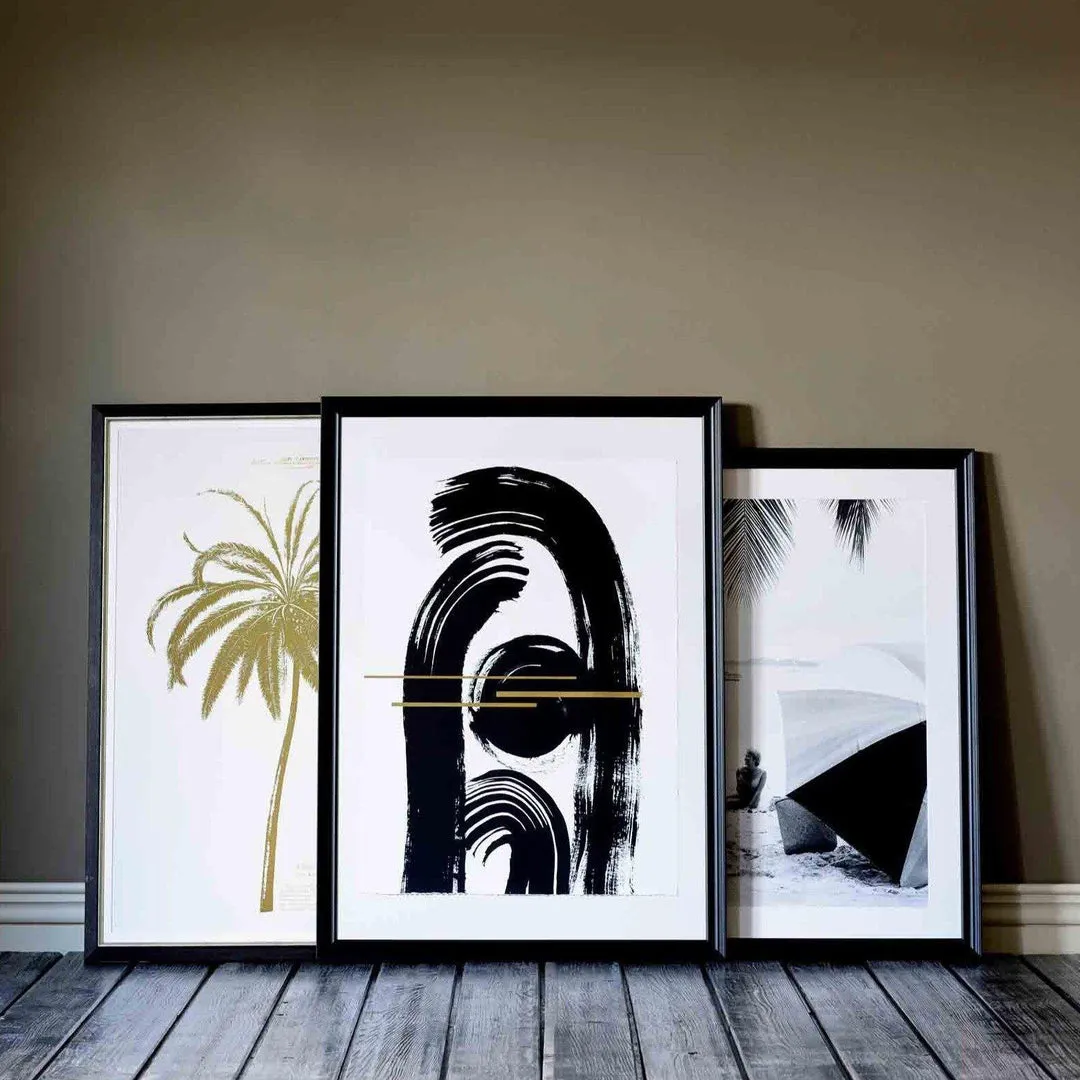 Framed Wall Art Beach Print - Black, Fine Paper