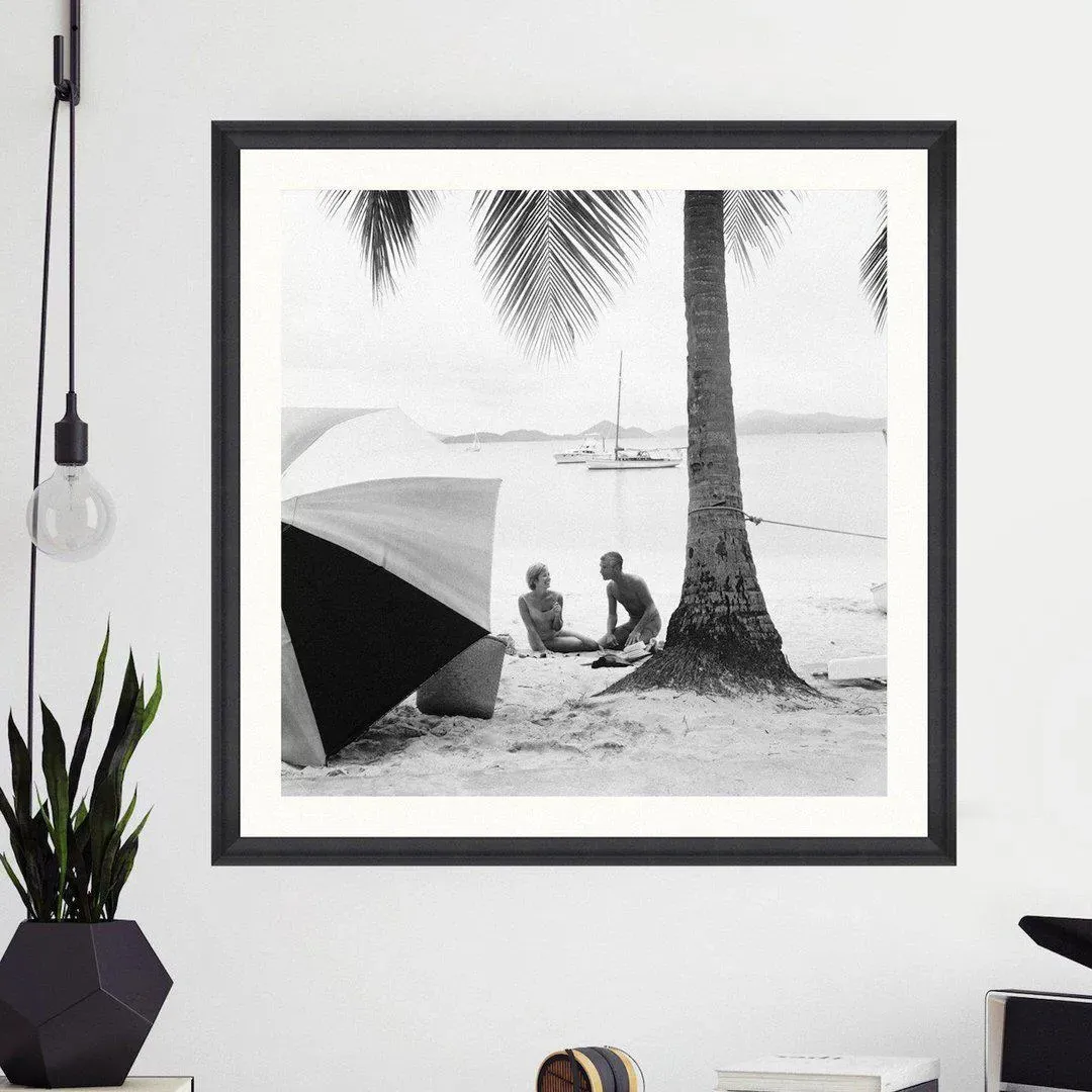 Framed Wall Art Beach Print - Black, Fine Paper image