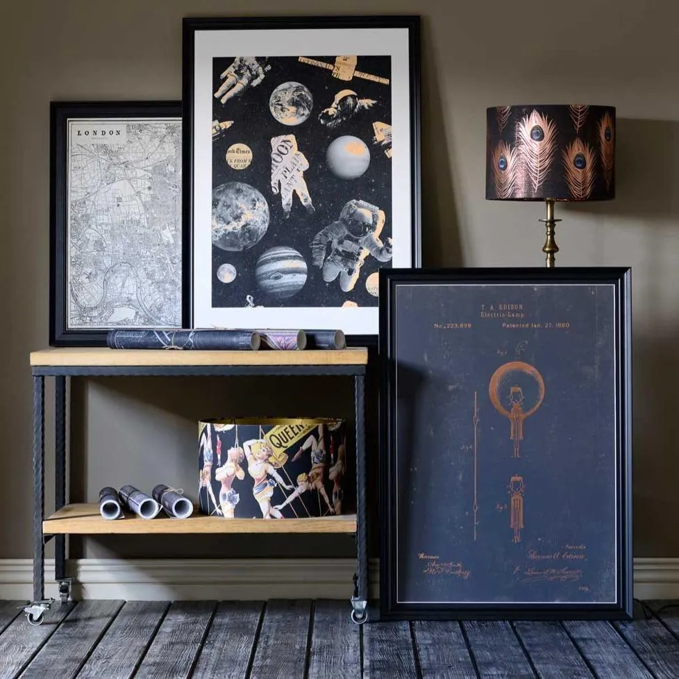 Framed Wall Art Edison Bulb - Vintage Print