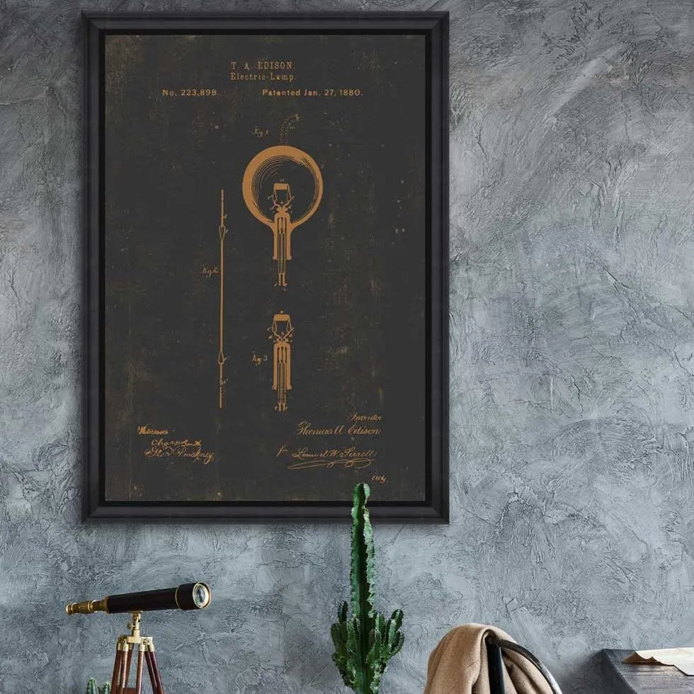 Framed Wall Art Edison Bulb - Vintage Print image