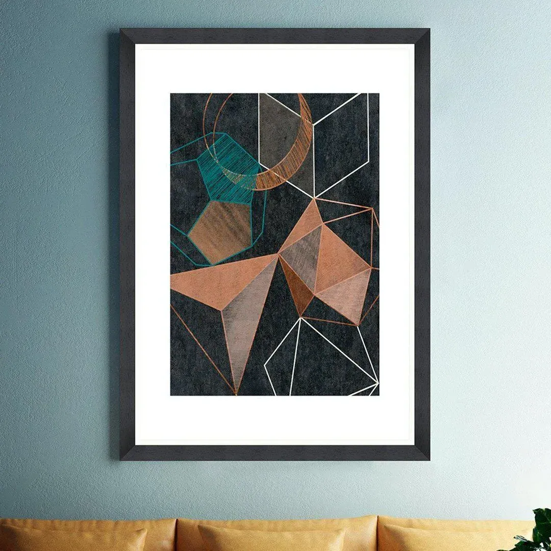 Framed Wall Art Geometric Design - Copper