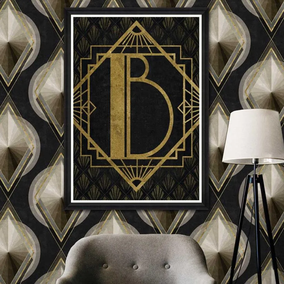Framed Wall Art with Gold Foil - Black Frame image