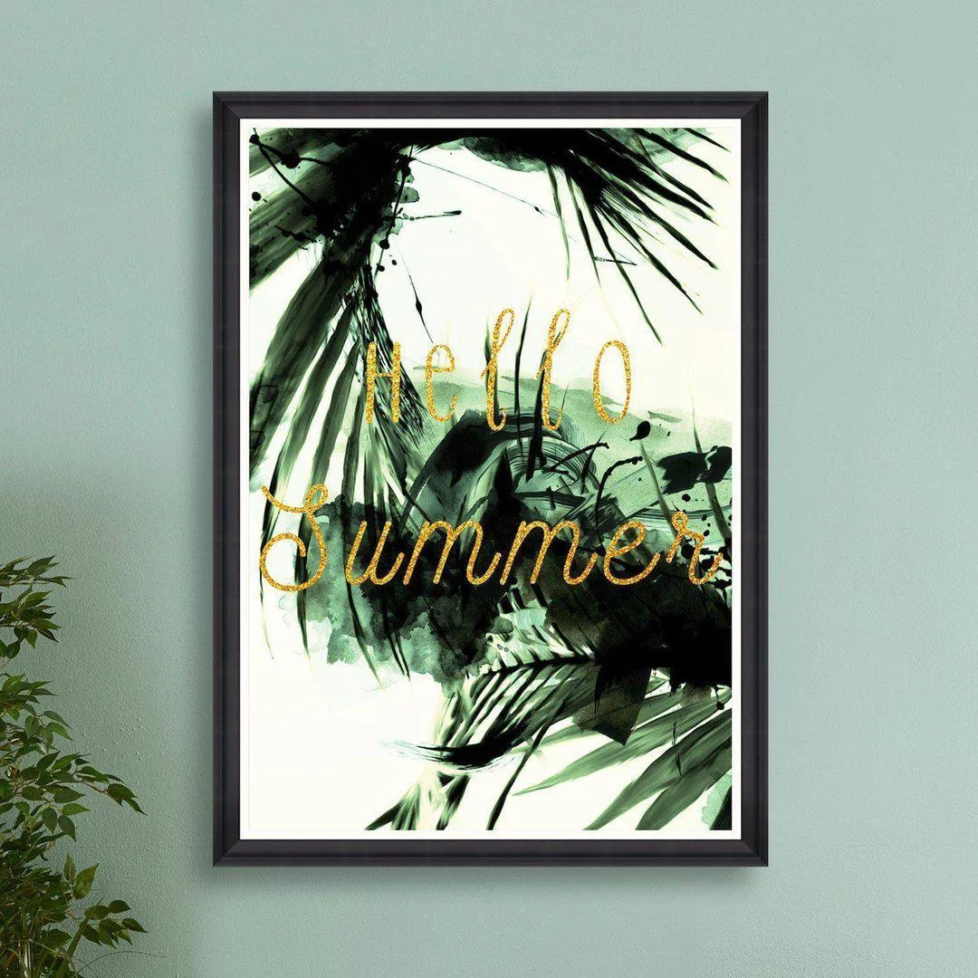 Framed Wall Art with Typography - Tropical Print image