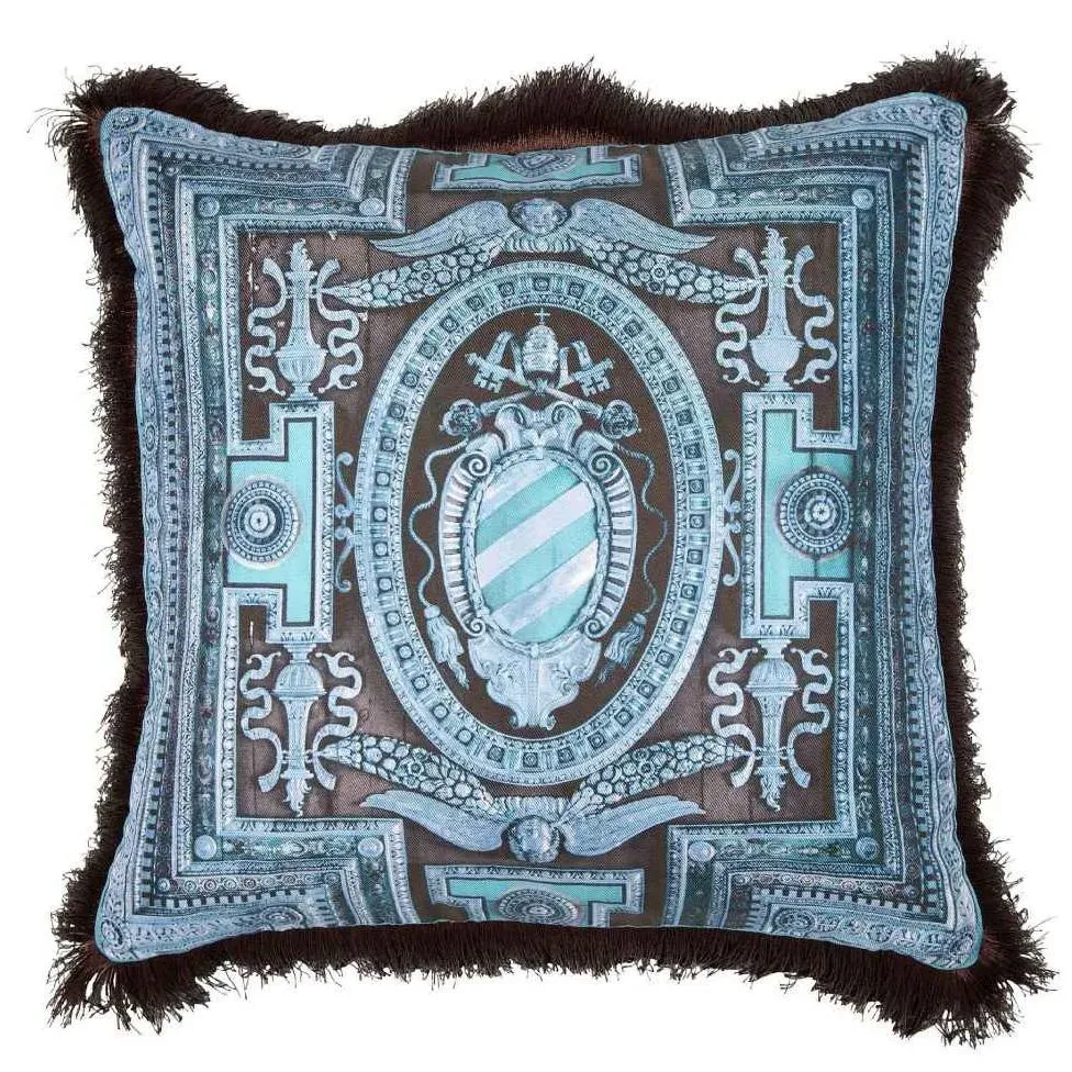 Fringed Cushion with Tassels - Blue, Silk Twill image