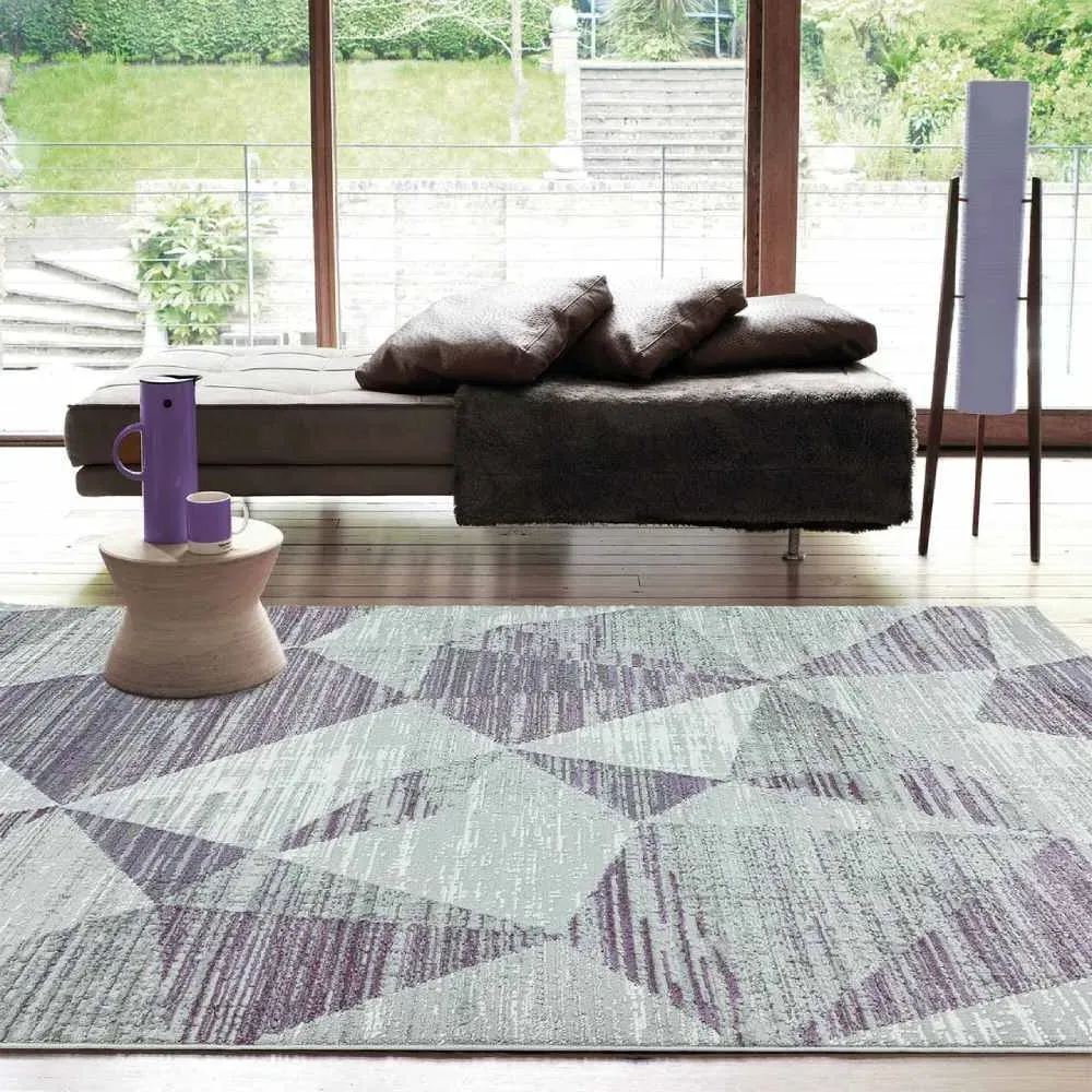 Geometric Print Rug - Heather