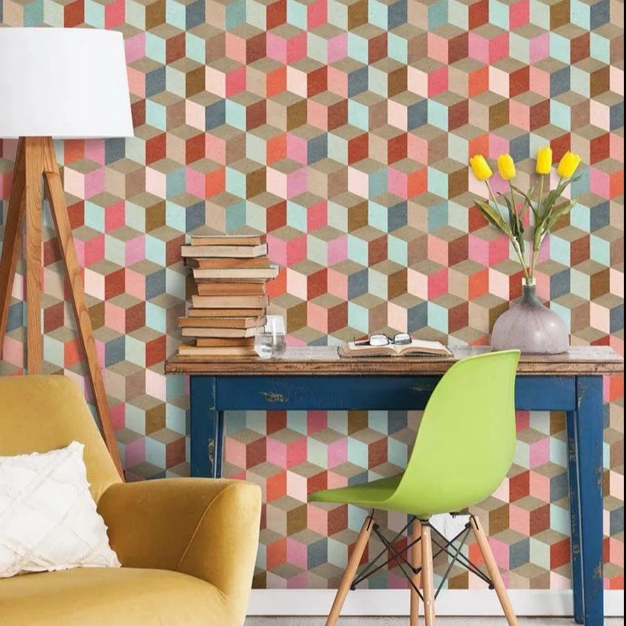 Geometric Wallpaper Roll - Multi-Coloured image