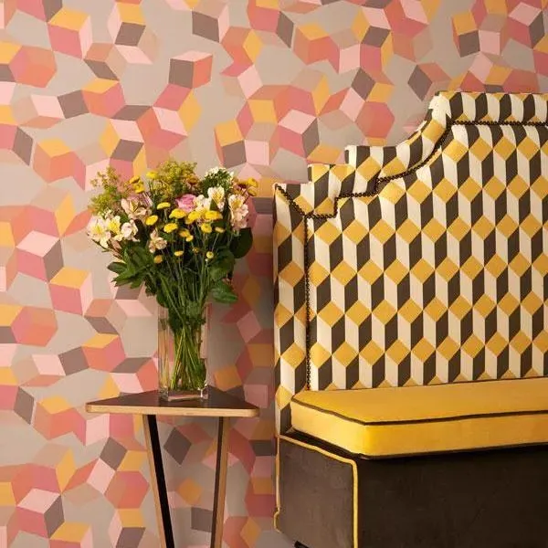 Geometric Wallpaper Roll - Pink, Paper