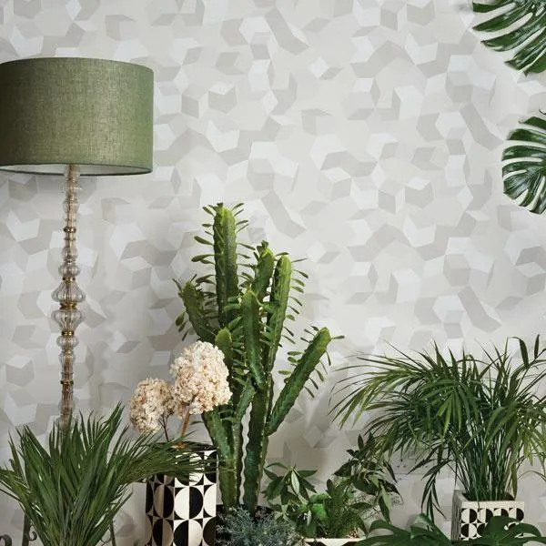 Geometric Wallpaper Roll - White, Paper