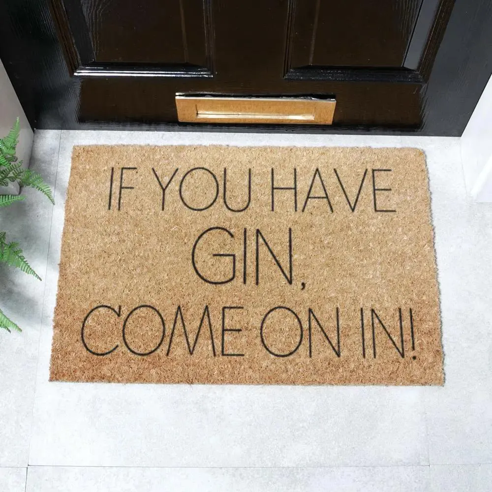 Gin Typography Doormat - Black, Coir