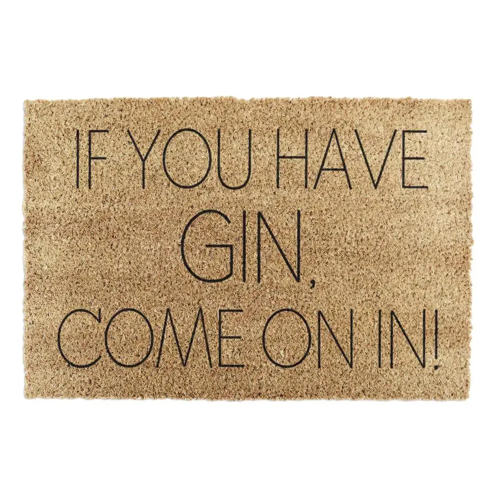 Gin Typography Doormat - Black, Coir