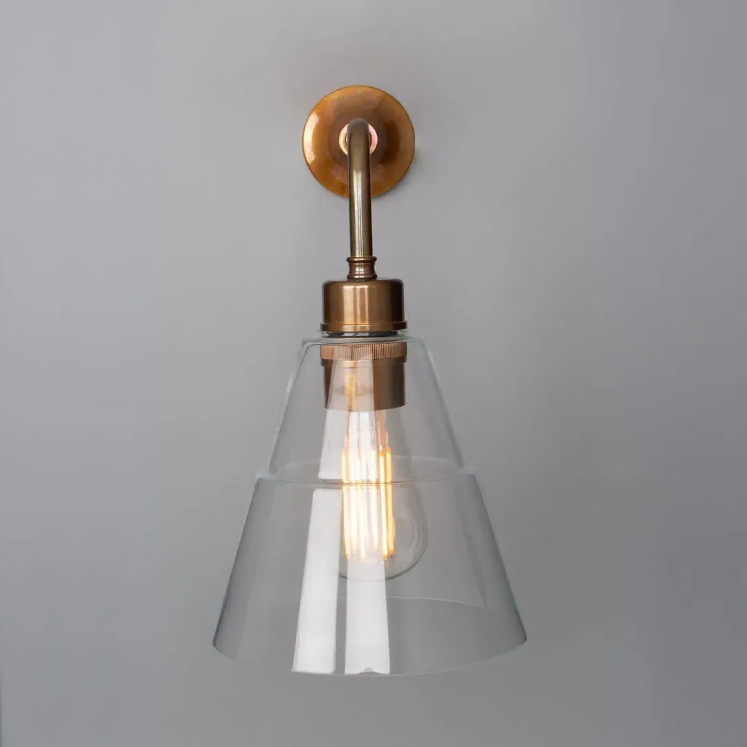 Glass Cone Wall Light - Antique Brass, Metal