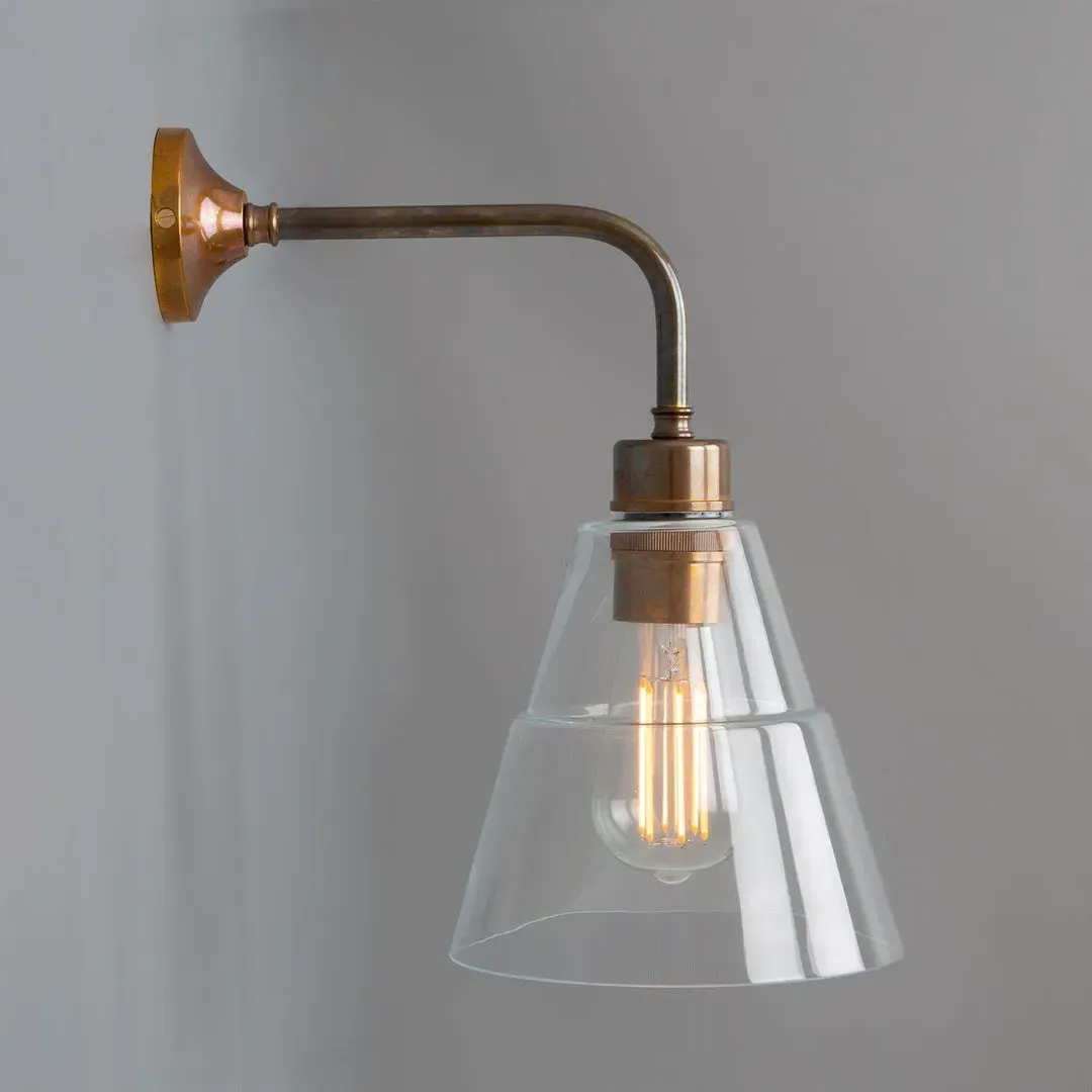 Glass Cone Wall Light - Antique Brass, Metal