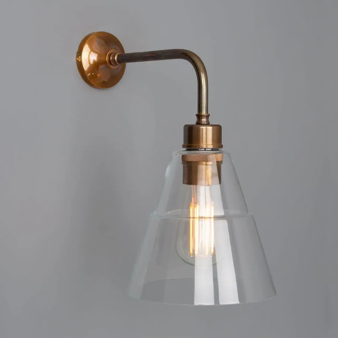Glass Cone Wall Light - Antique Brass, Metal image