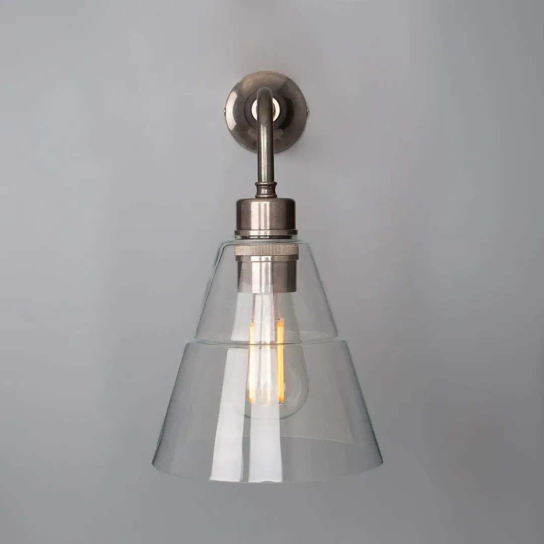 Glass Cone Wall Light - Antique Silver, Metal