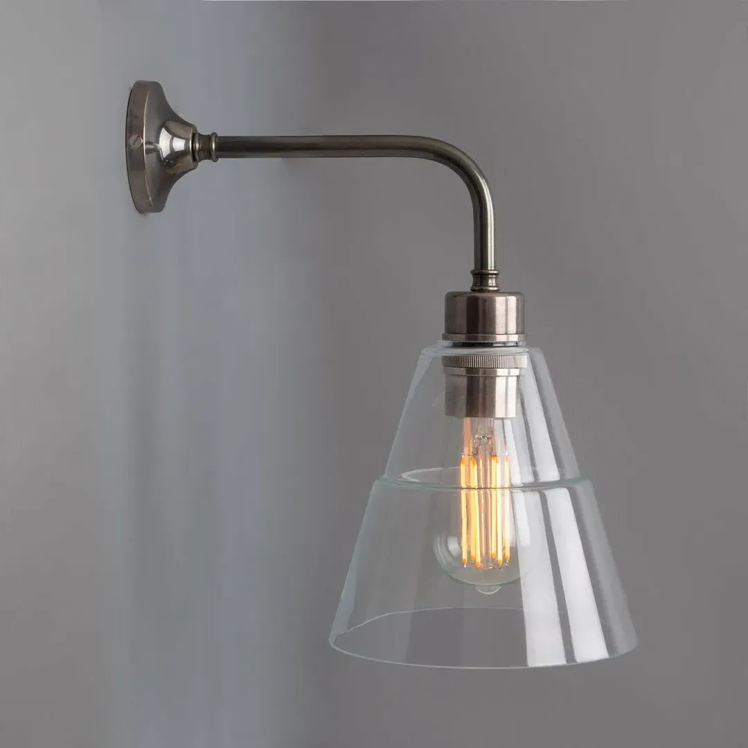 Glass Cone Wall Light - Antique Silver, Metal