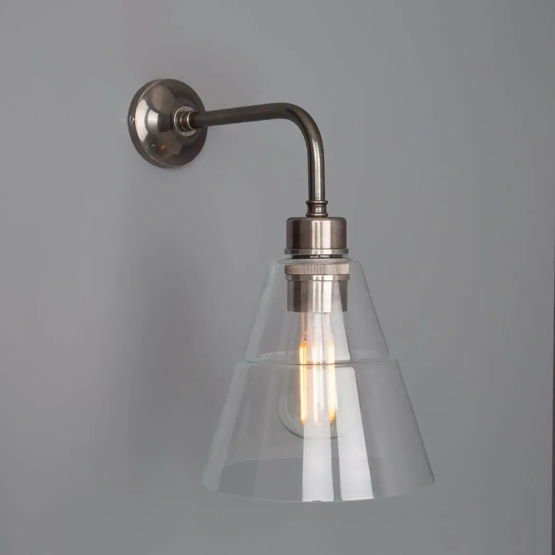 Glass Cone Wall Light - Antique Silver, Metal