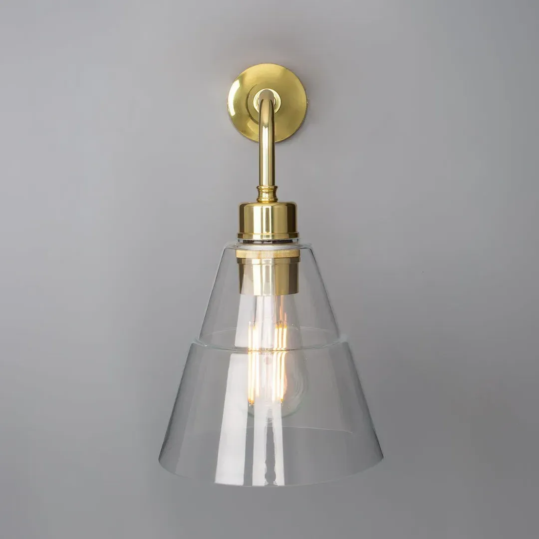 Glass Cone Wall Light - Polished Brass, Metal