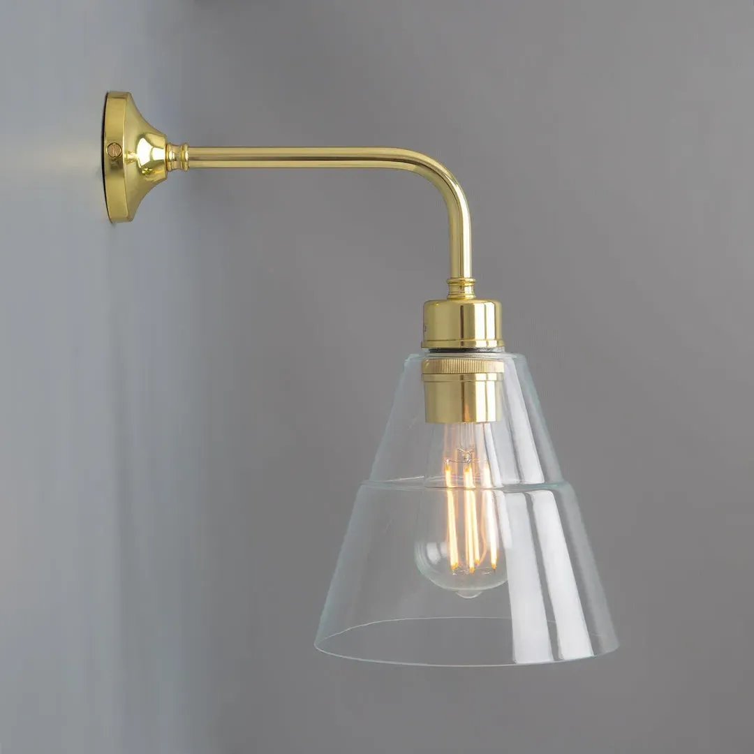 Glass Cone Wall Light - Polished Brass, Metal