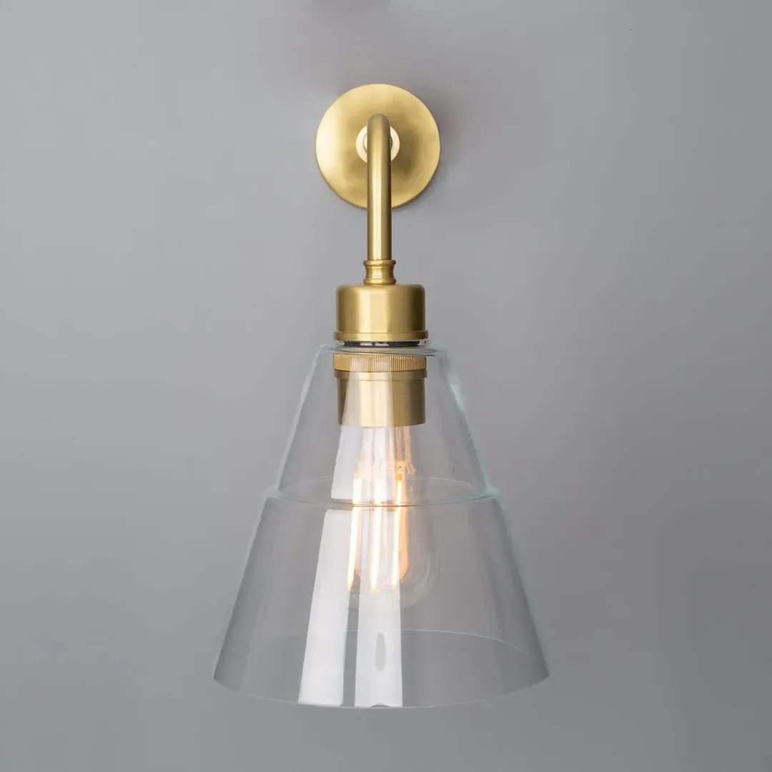 Glass Cone Wall Light - Satin Brass, Metal