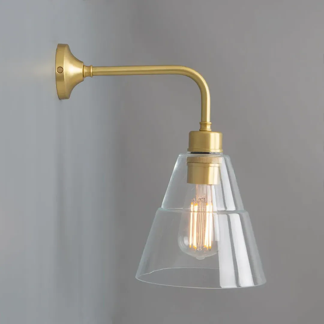 Glass Cone Wall Light - Satin Brass, Metal