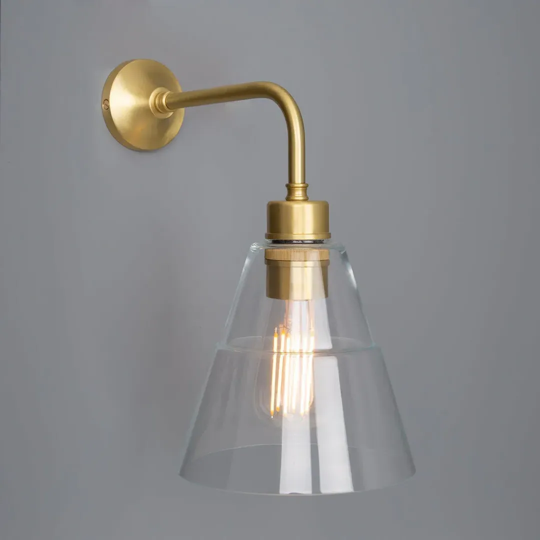 Glass Cone Wall Light - Satin Brass, Metal