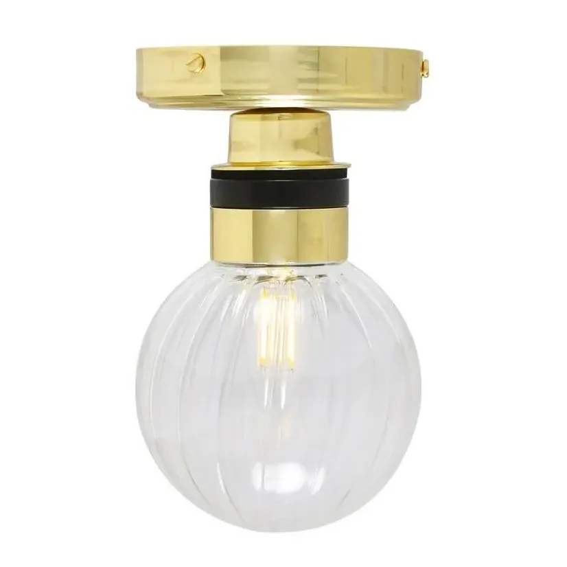 Globe Flush Ceiling Light - Prismatic, Glass