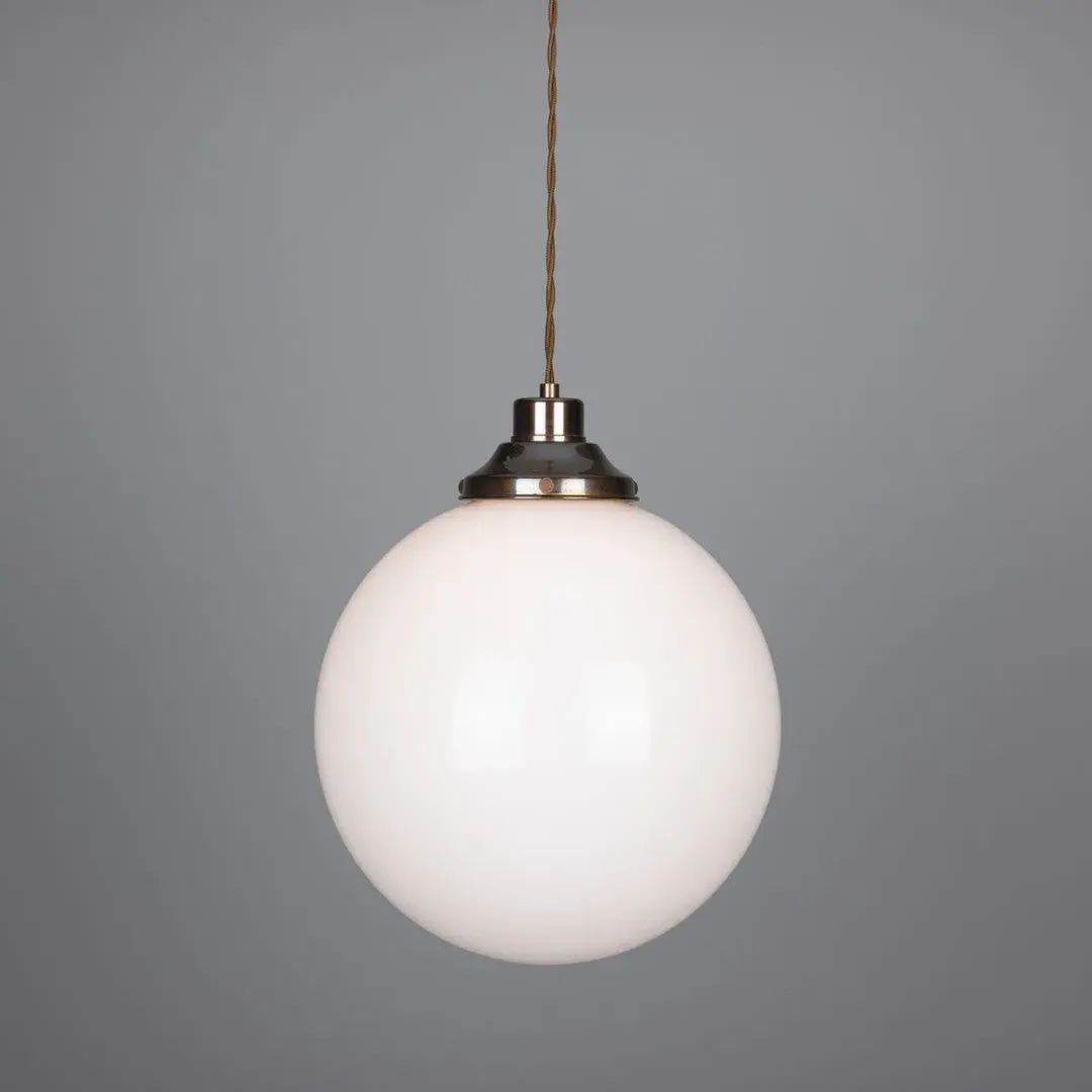 Globe Pendant Light - Antique Brass, Opal Glass image