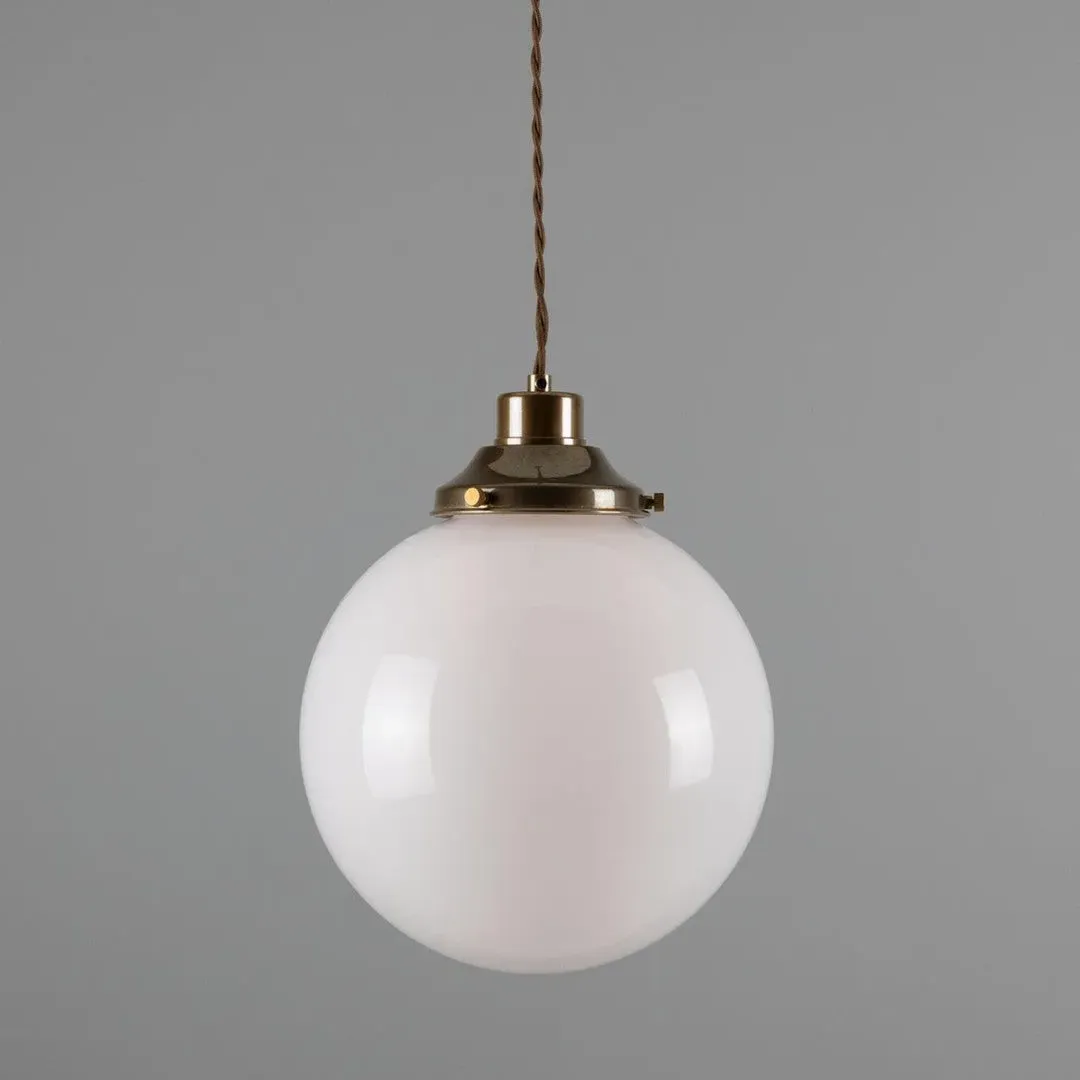 Globe Pendant Light - Antique Brass, Opal Glass image