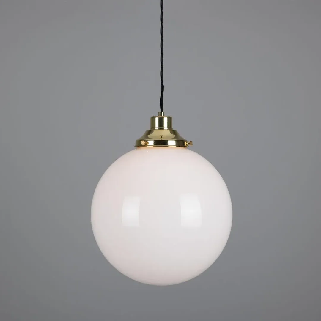 Globe Pendant Light - Polished Brass, Opal Glass