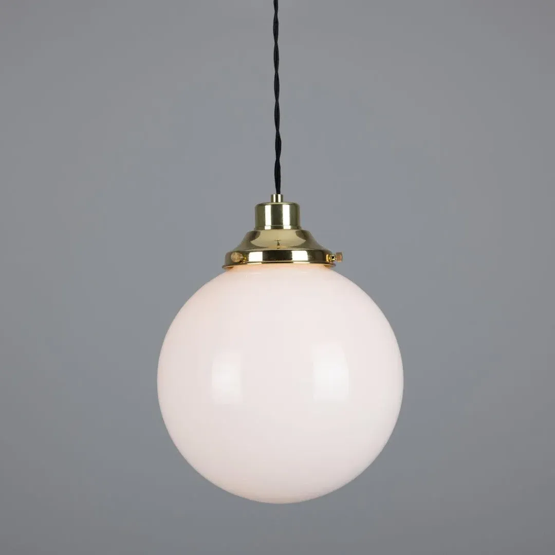 Globe Pendant Light - Polished Brass, Opal Glass