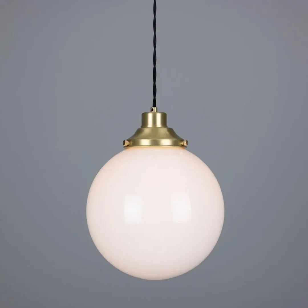 Globe Pendant Light - Satin Brass, Opal Glass