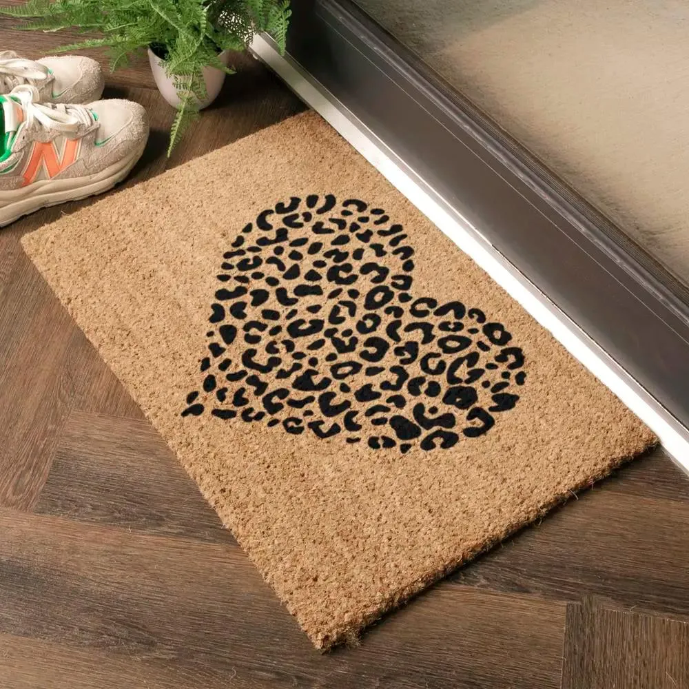 Heart Doormat Leopard Print - Coir