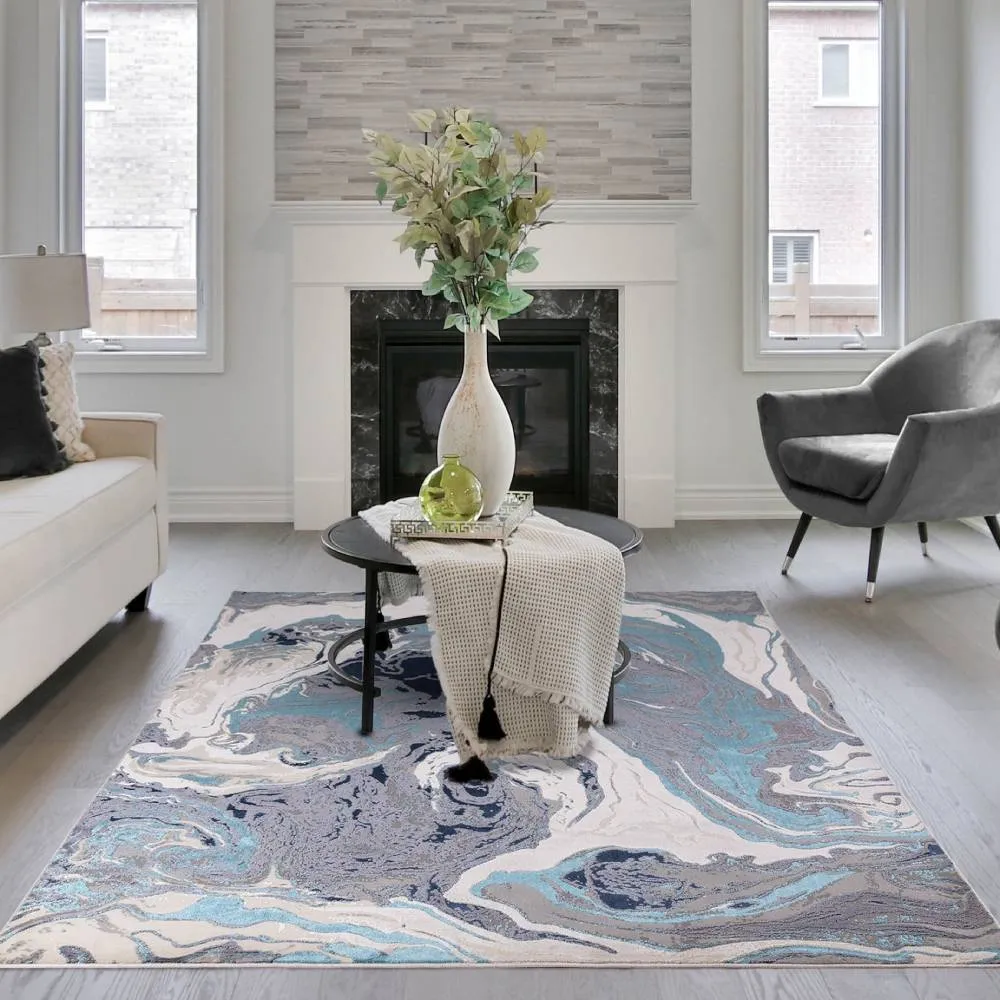 High Shine Area Rug - Blue image