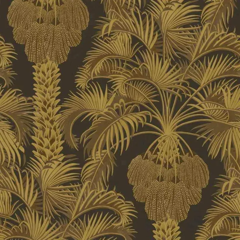 Hollywood Palm Wallpaper Roll - Charcoal, Gold image