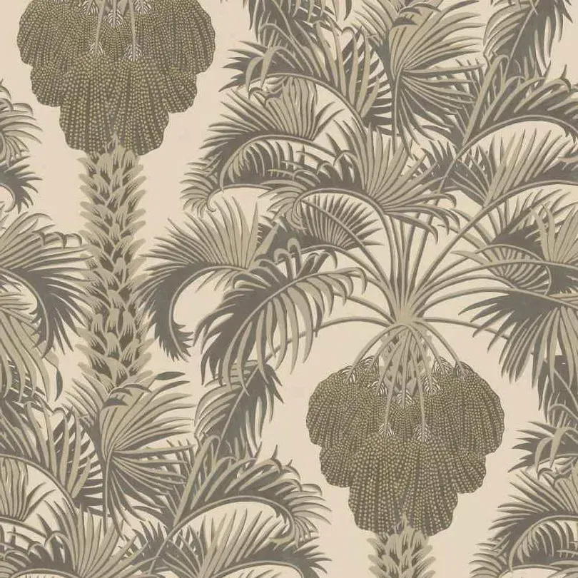 Hollywood Palm Wallpaper Roll - Silver, Charcoal