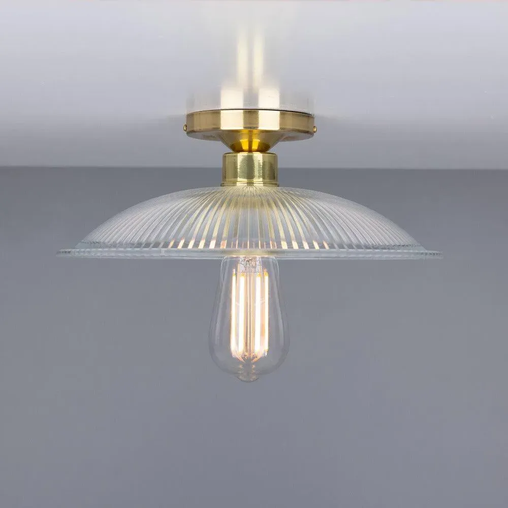 Holophane Flush Ceiling Light - Polished Brass