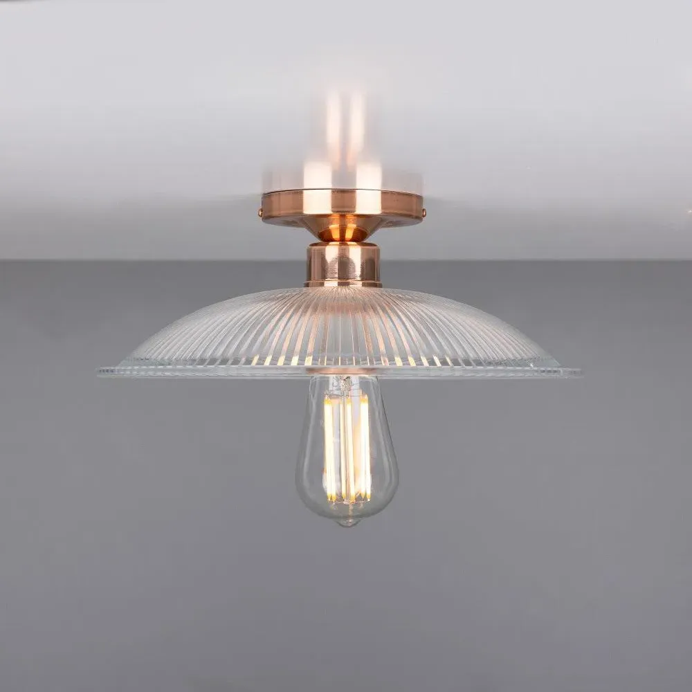 Holophane Flush Ceiling Light - Polished Copper