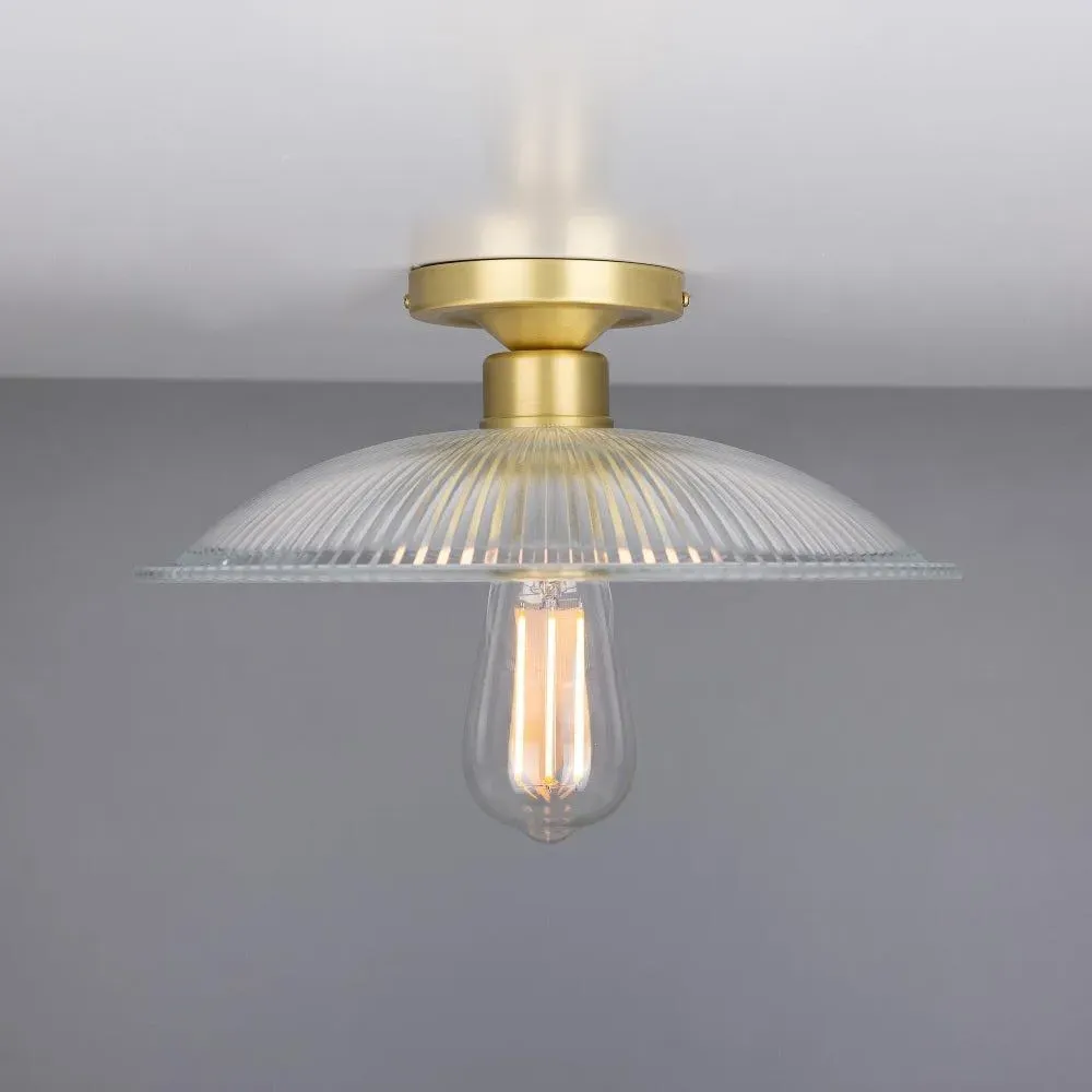 Holophane Flush Ceiling Light - Satin Brass