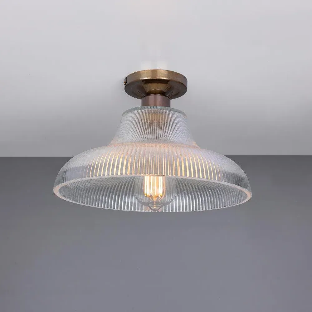 Industrial Flush Mount Light - Antique Brass image