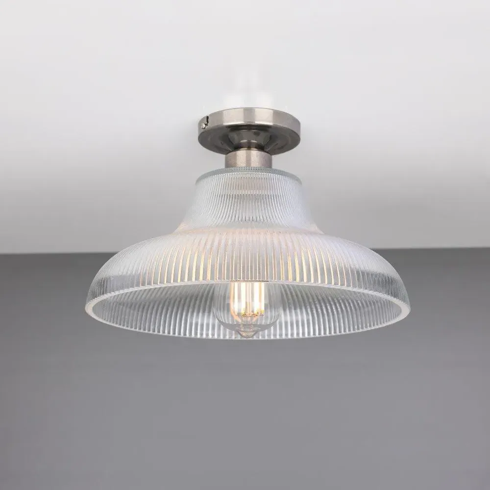 Industrial Flush Mount Light - Antique Silver