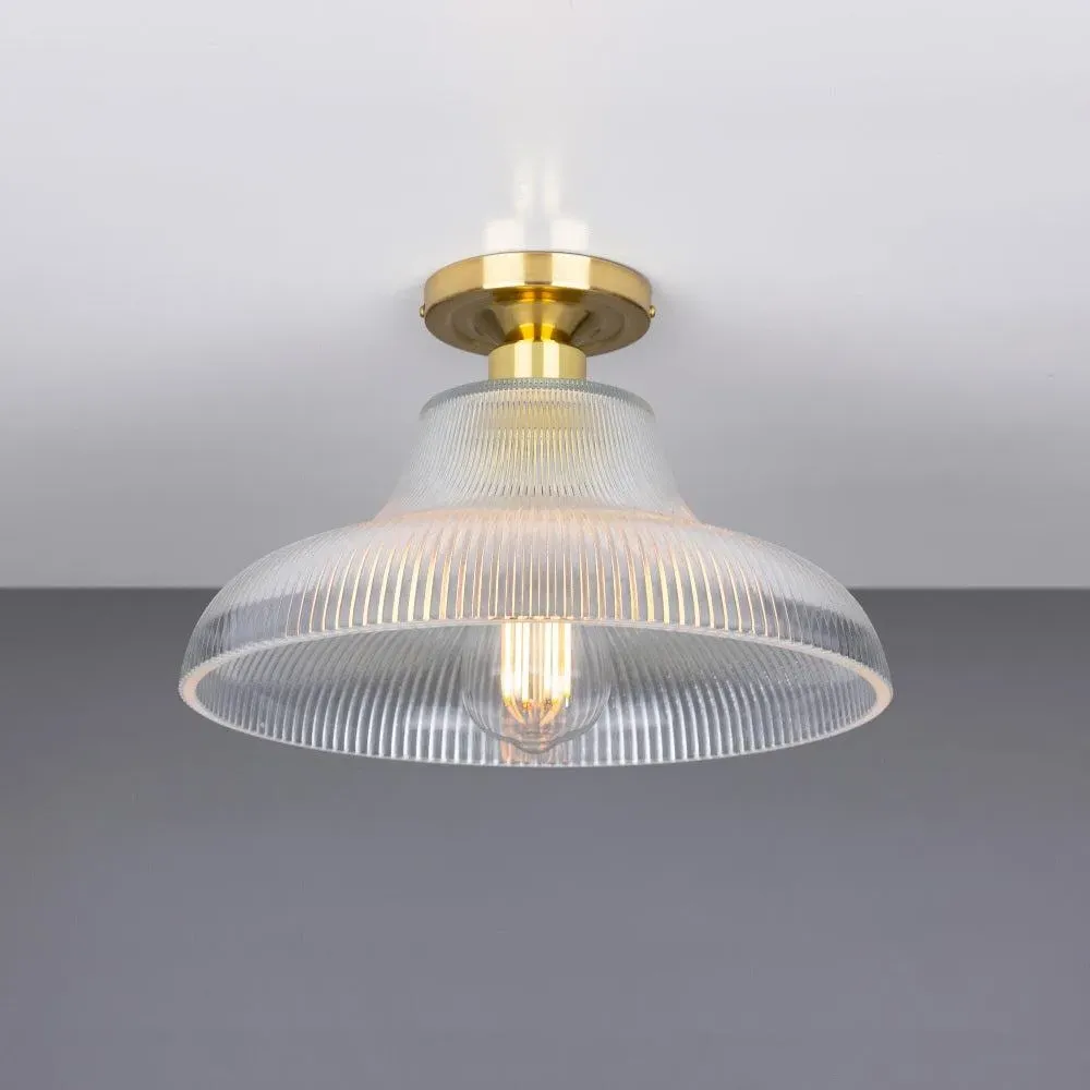 Industrial Flush Mount Light - Polished Brass