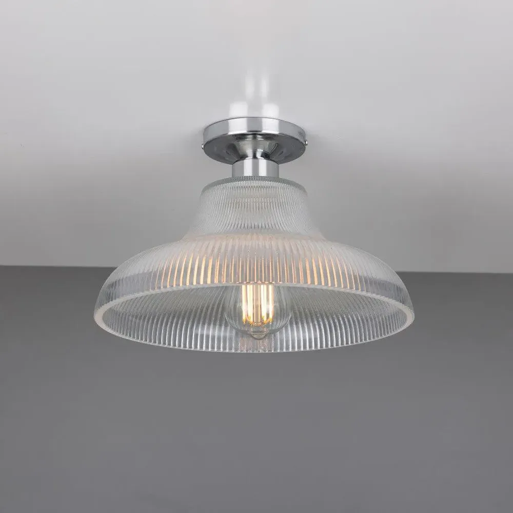 Industrial Flush Mount Light - Polished Chrome