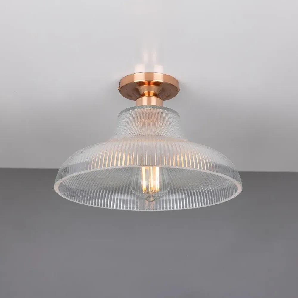 Industrial Flush Mount Light - Polished Copper